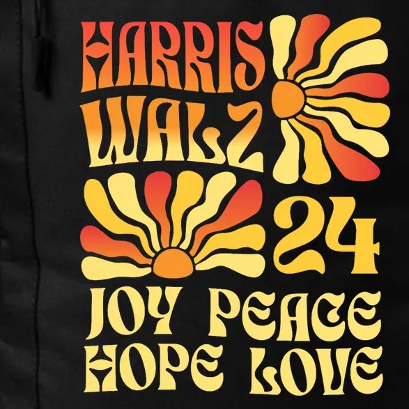 Retro Groovy Hope Joy Love Peace Kamala Harris Walz 2024 Daily Commute Backpack