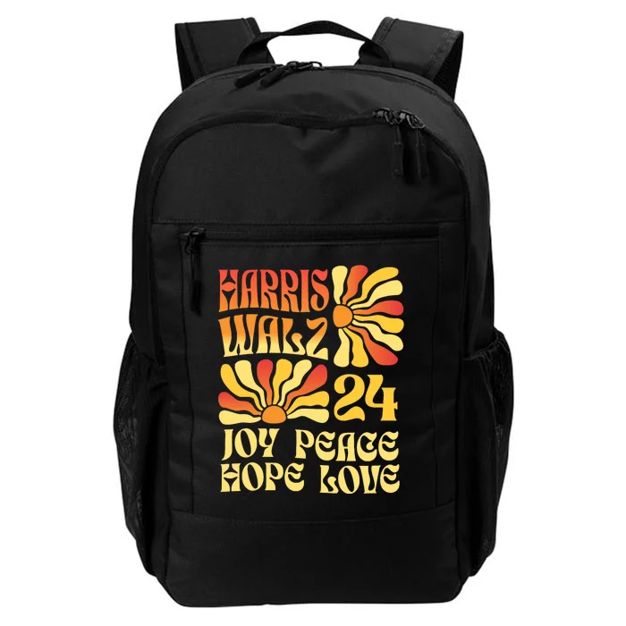 Retro Groovy Hope Joy Love Peace Kamala Harris Walz 2024 Daily Commute Backpack