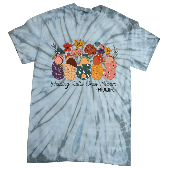 Retro Groovy Helping Little Ones Bloom Babies Flower Midwife Tie-Dye T-Shirt