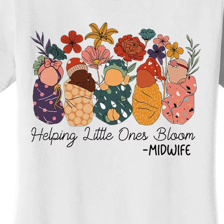 Retro Groovy Helping Little Ones Bloom Babies Flower Midwife Women's T-Shirt