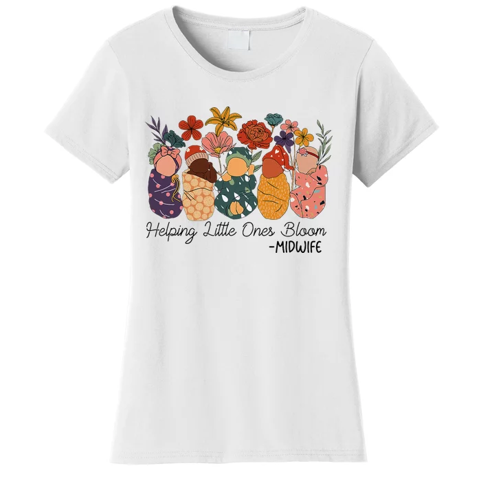 Retro Groovy Helping Little Ones Bloom Babies Flower Midwife Women's T-Shirt