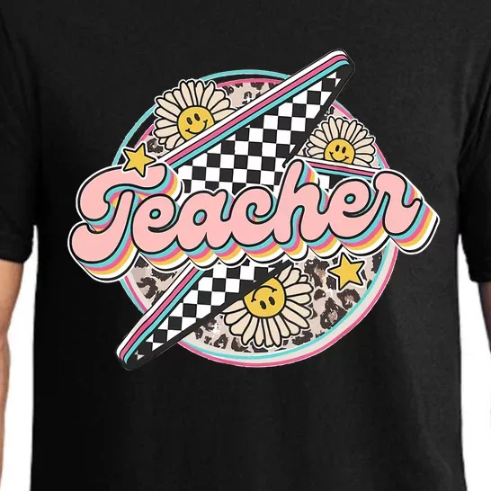 Retro Groovy Hippies Teacher Back To School Funny Gift Pajama Set