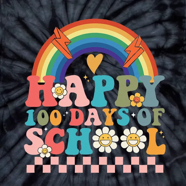 Retro Groovy Happy 100 Days Of School Teachers Tie-Dye T-Shirt