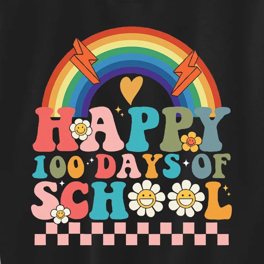 Retro Groovy Happy 100 Days Of School Teachers Kids Sweatshirt