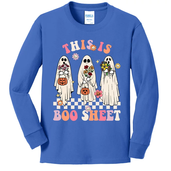 Retro Groovy Happy Halloween This Is Boo Sheet Scary Ghost Great Gift Kids Long Sleeve Shirt