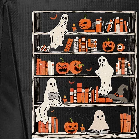 Reading Ghost Halloween Ghost Book Shelf City Backpack