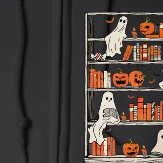 Reading Ghost Halloween Ghost Book Shelf Full Zip Hoodie