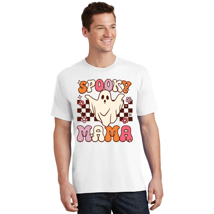 Retro Groovy Halloween Ghost Spooky Mama Costume T-Shirt