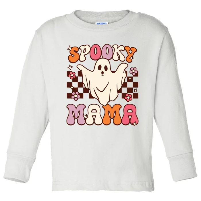 Retro Groovy Halloween Ghost Spooky Mama Costume Toddler Long Sleeve Shirt