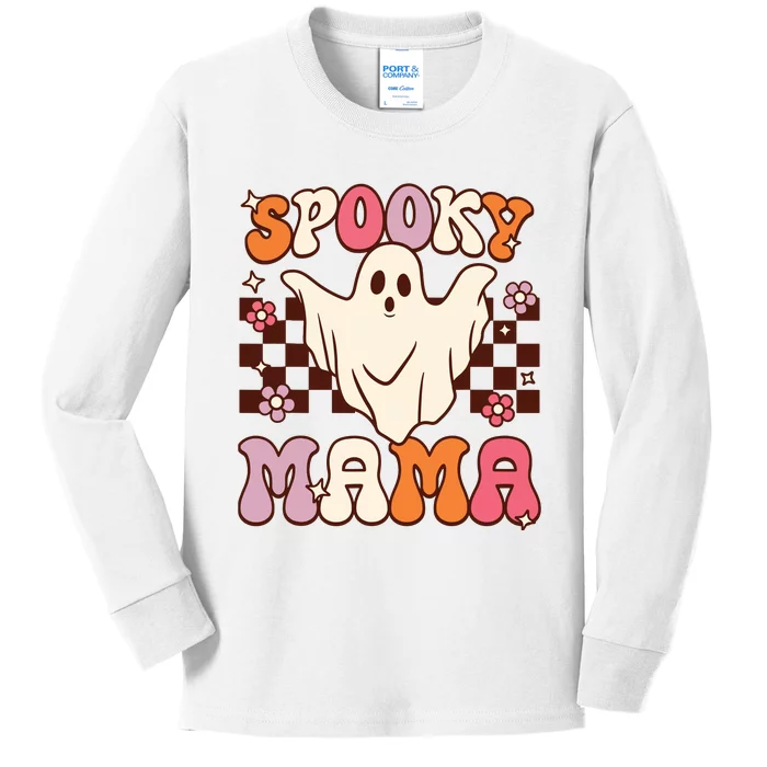 Retro Groovy Halloween Ghost Spooky Mama Costume Kids Long Sleeve Shirt