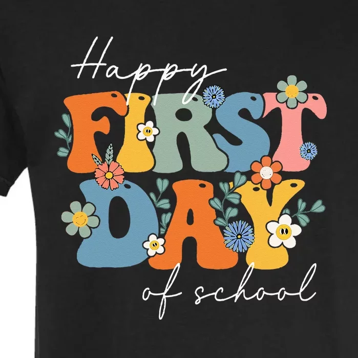 Retro Groovy Happy First Day Of School For Teacher & Student Garment-Dyed Heavyweight T-Shirt