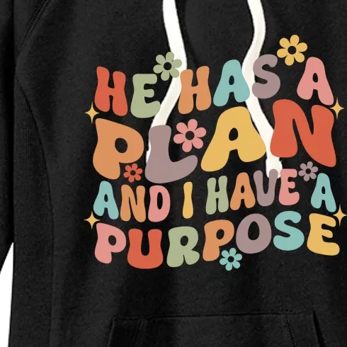 Retro Groovy He Has A Plan And I Have A Purpose Christian Women's Fleece Hoodie