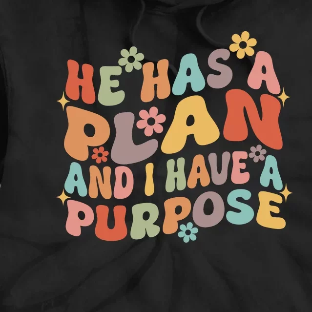 Retro Groovy He Has A Plan And I Have A Purpose Christian Tie Dye Hoodie