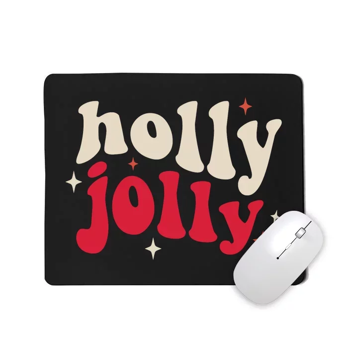 Retro Groovy Have A Holly Xmas Jolly Christmas Gift Funny Xmas Mousepad