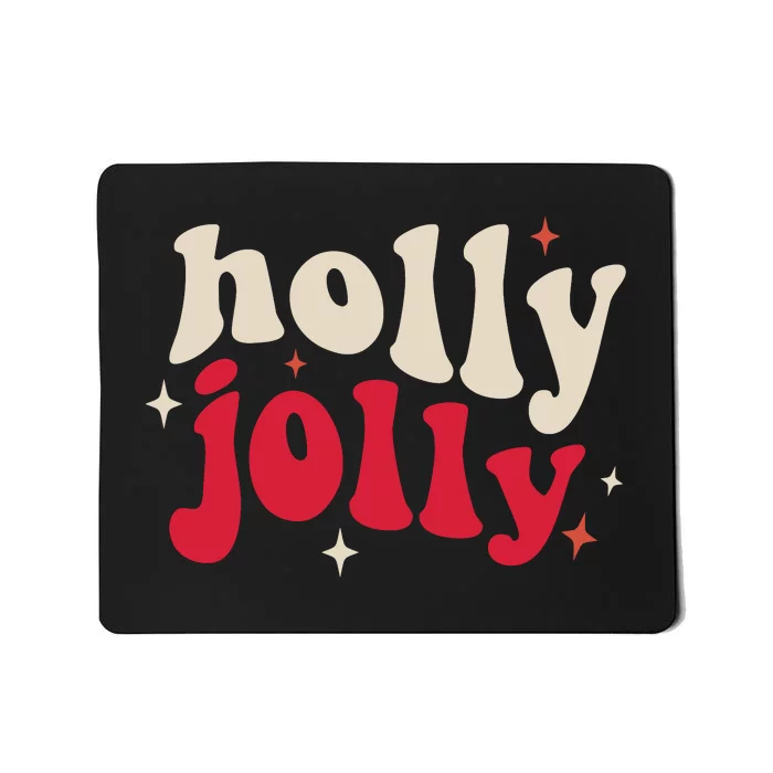 Retro Groovy Have A Holly Xmas Jolly Christmas Gift Funny Xmas Mousepad