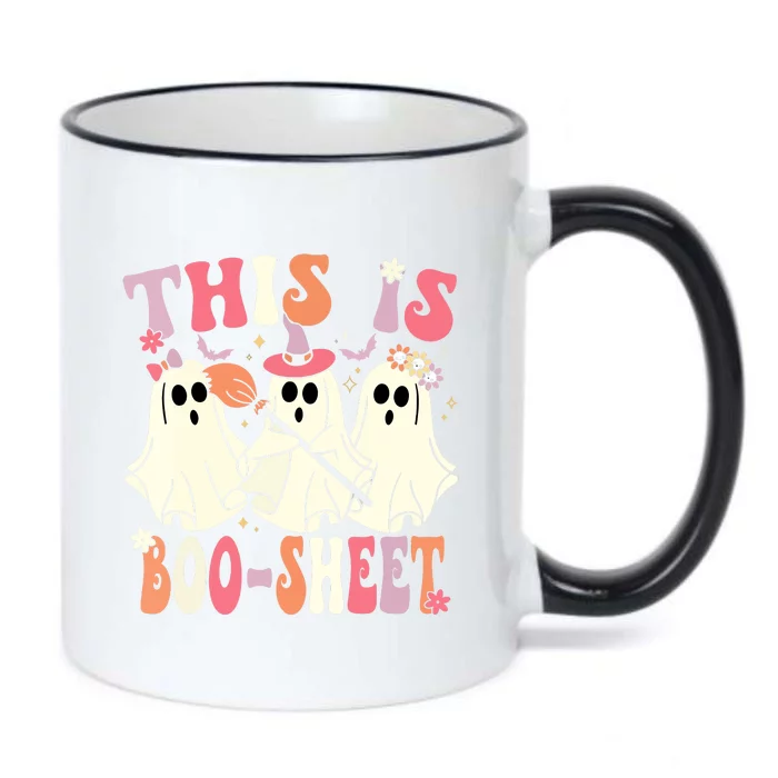 Retro Groovy Halloween Ghost This Is Boosheet Costume Gift Black Color Changing Mug