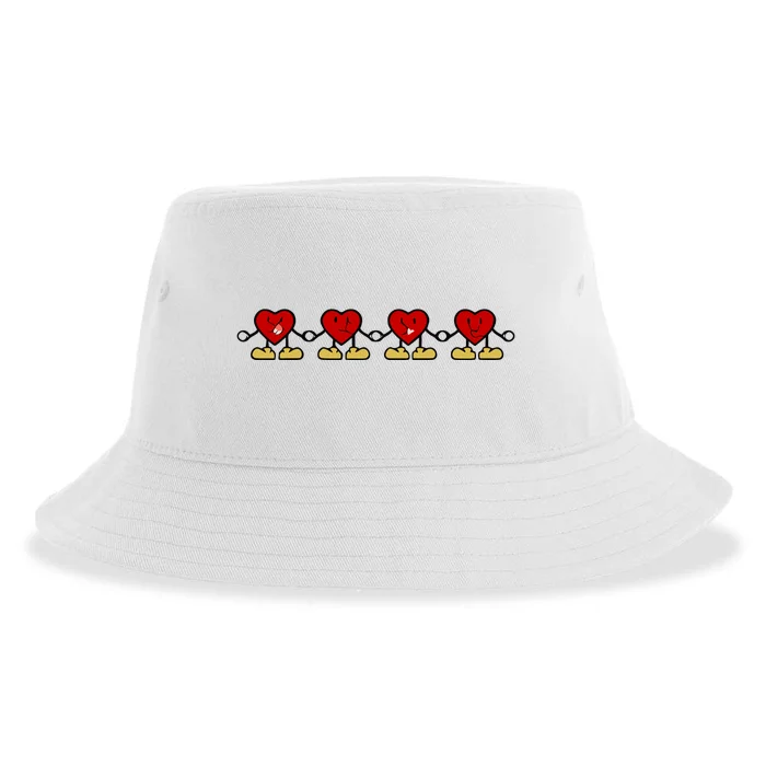 Retro Groovy Heart U R Not Alone Sustainable Bucket Hat