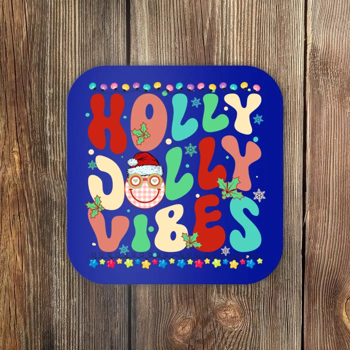 Retro Groovy Holly Xmas Jolly Vibes Christmas For Great Gift Coaster