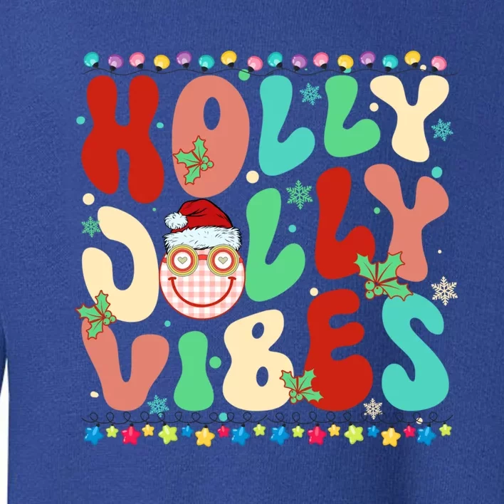 Retro Groovy Holly Xmas Jolly Vibes Christmas For Great Gift Toddler Sweatshirt