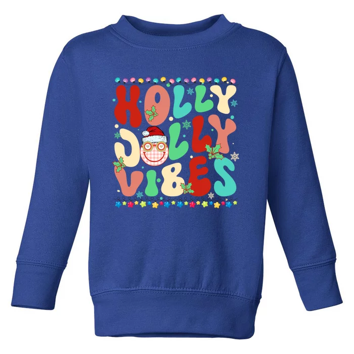 Retro Groovy Holly Xmas Jolly Vibes Christmas For Great Gift Toddler Sweatshirt