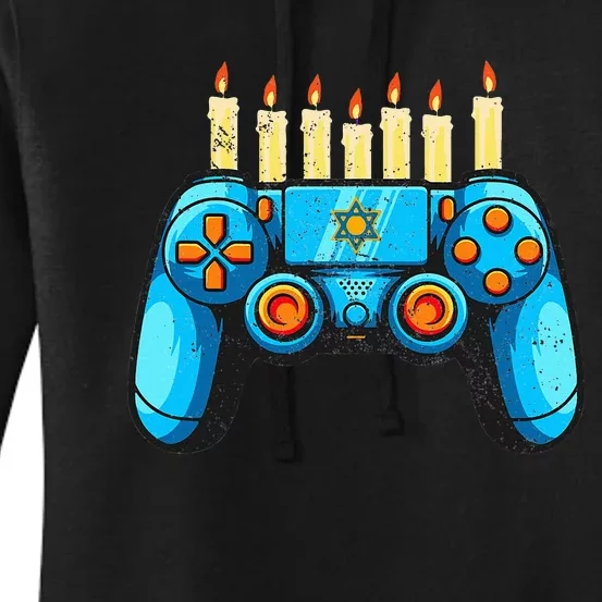 Retro Gamepad Happy Hanukkah Funny Pajama Family Matching Women's Pullover Hoodie