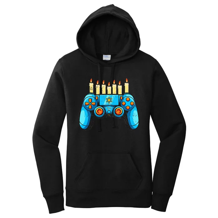 Retro Gamepad Happy Hanukkah Funny Pajama Family Matching Women's Pullover Hoodie