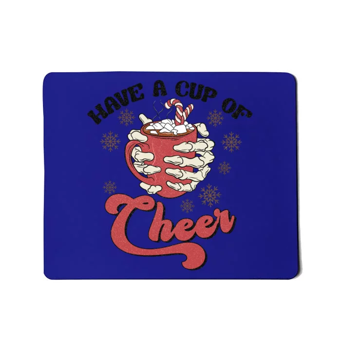 Retro Groovy Have A Cup Of Cheer Christmas Skeleton Coffee Great Gift Mousepad