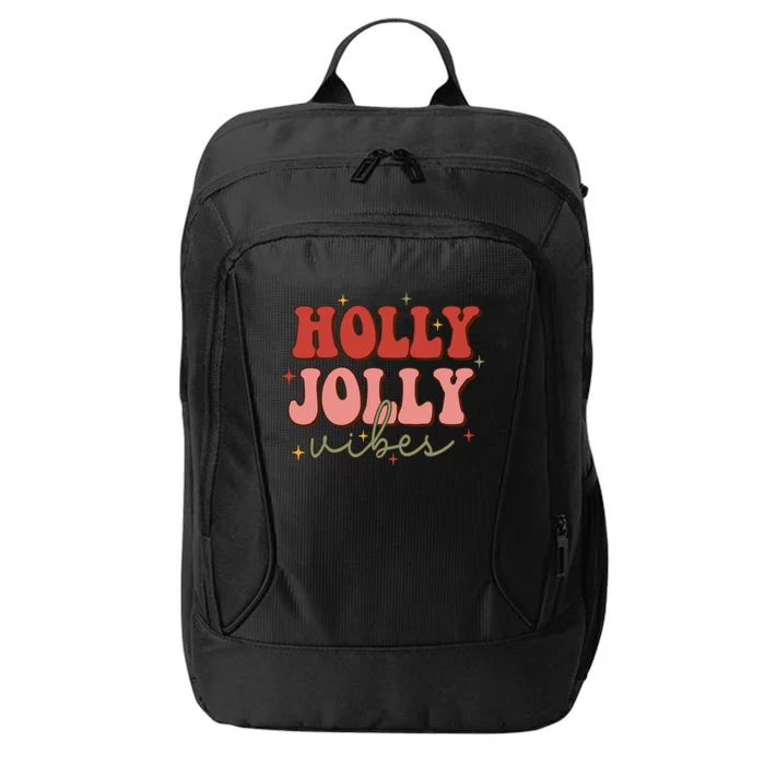 Retro Groovy Holly Xmas Jolly Vibes Merry Christmas Holiday Cute Gift City Backpack