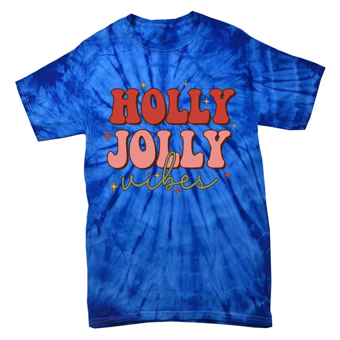 Retro Groovy Holly Xmas Jolly Vibes Merry Christmas Holiday Cute Gift Tie-Dye T-Shirt