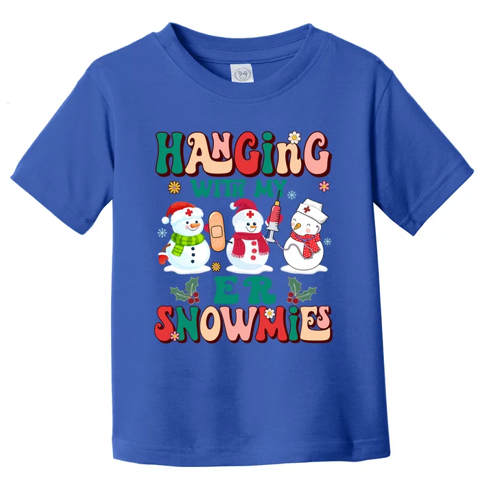 Retro Groovy Hanging With My Er Snowmies Nurse Christmas Gift Toddler T-Shirt