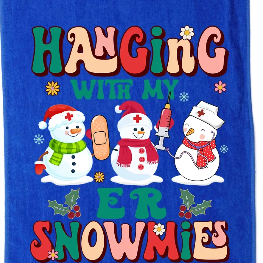 Retro Groovy Hanging With My Er Snowmies Nurse Christmas Gift Platinum Collection Golf Towel