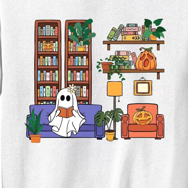 Reading Ghost Halloween Book Lover Ghoul Pumpkin Sweatshirt