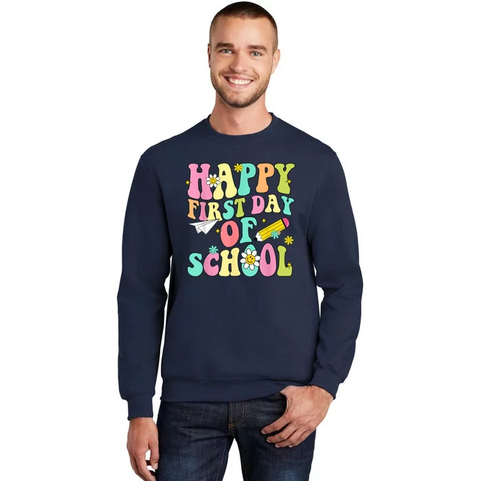 Retro Groovy Happy First Day Of School Teachers Students Kids Sweatshirt