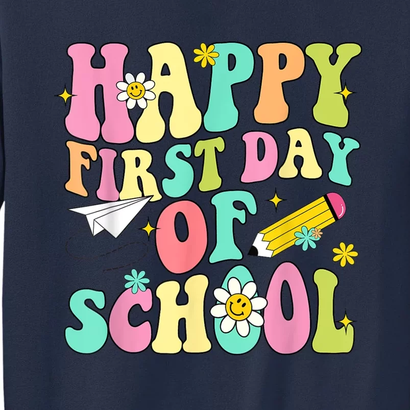 Retro Groovy Happy First Day Of School Teachers Students Kids Sweatshirt