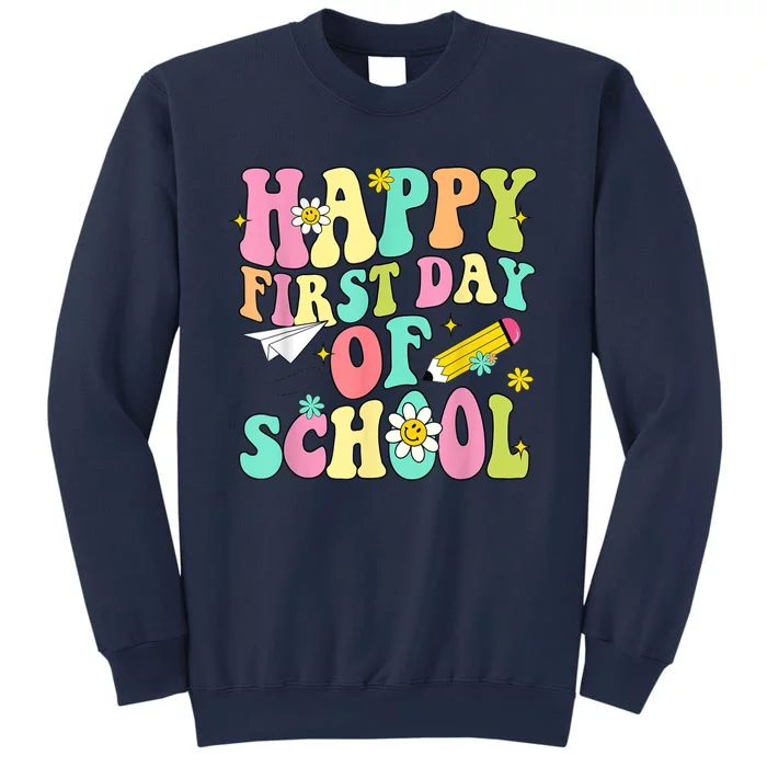 Retro Groovy Happy First Day Of School Teachers Students Kids Sweatshirt