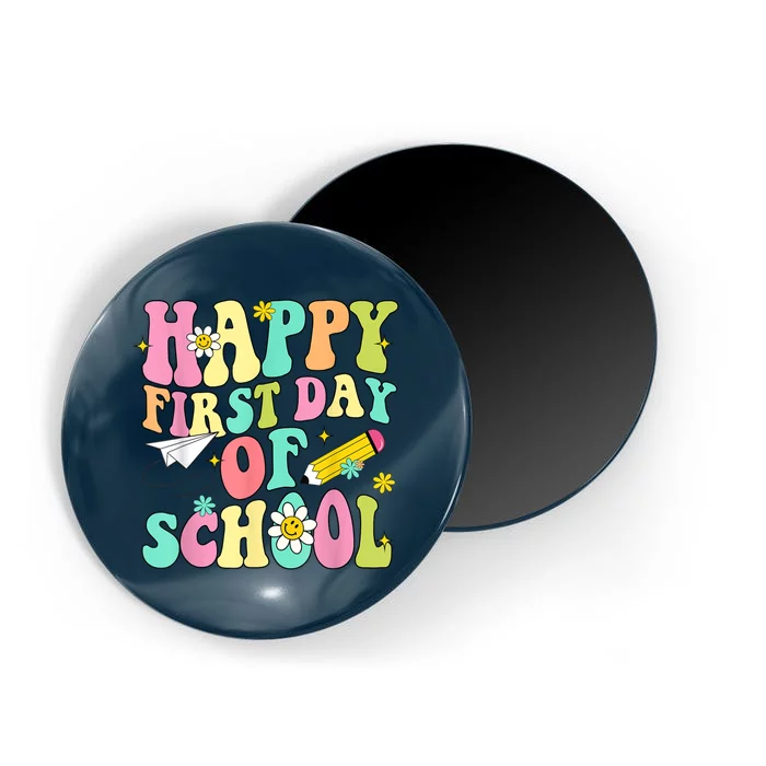 Retro Groovy Happy First Day Of School Teachers Students Kids Magnet