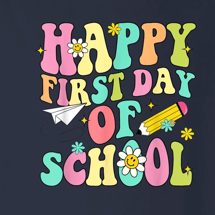 Retro Groovy Happy First Day Of School Teachers Students Kids Toddler Long Sleeve Shirt