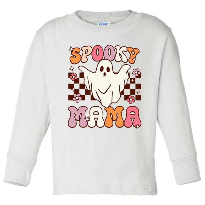 Retro Groovy Halloween Ghost Spooky Mama Costume Toddler Long Sleeve Shirt