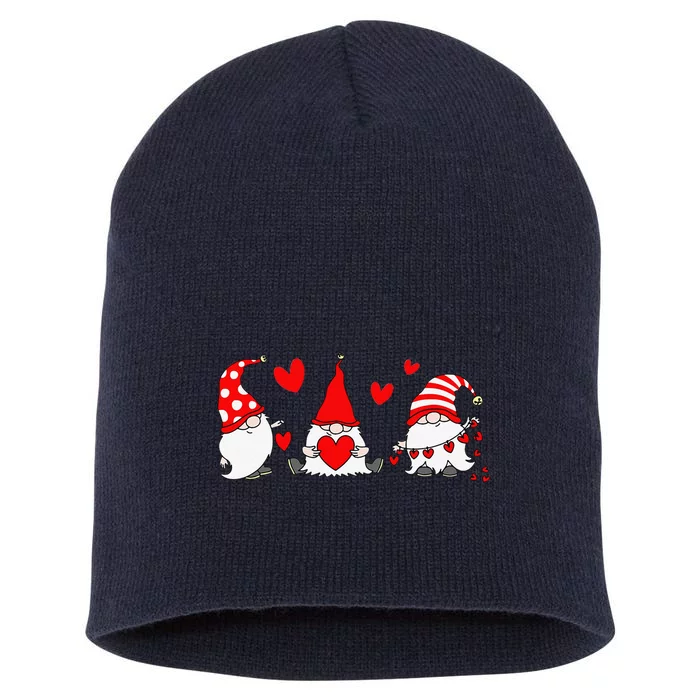 Red Gnomes Hearts Happy Valentines Day Funny Gnome Lover Short Acrylic Beanie