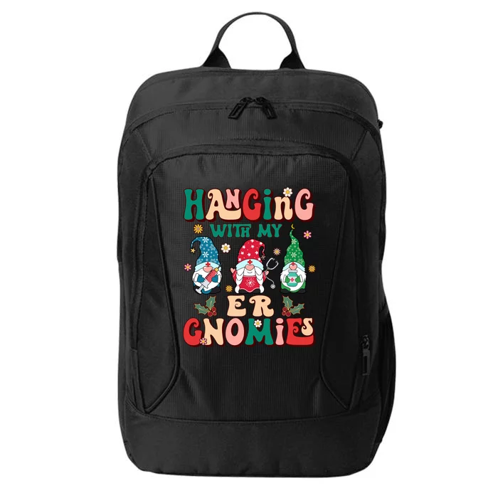 Retro Groovy Hanging With My Er Gnomies Nurse Xmas Gift City Backpack