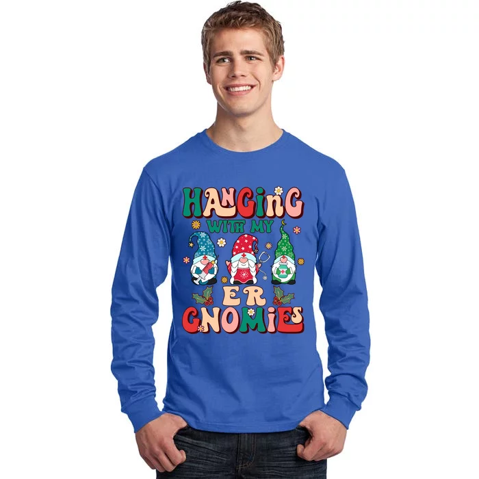 Retro Groovy Hanging With My Er Gnomies Nurse Xmas Gift Tall Long Sleeve T-Shirt