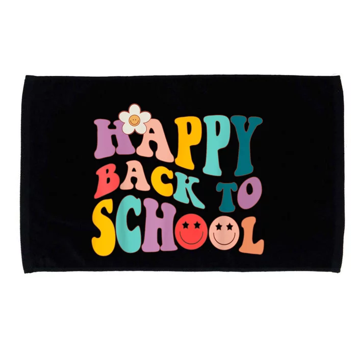 Retro Groovy Happy First Day Of School Back To School Gifts Microfiber Hand Towel