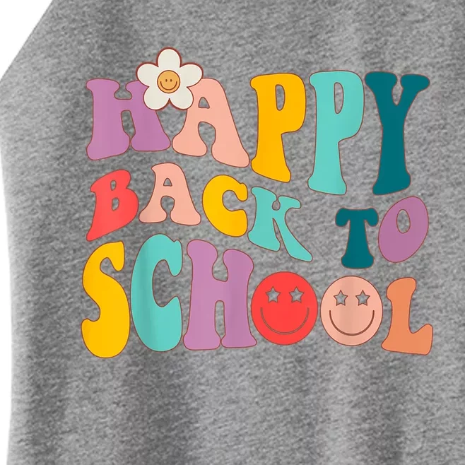 Retro Groovy Happy First Day Of School Back To School Gifts Women’s Perfect Tri Rocker Tank