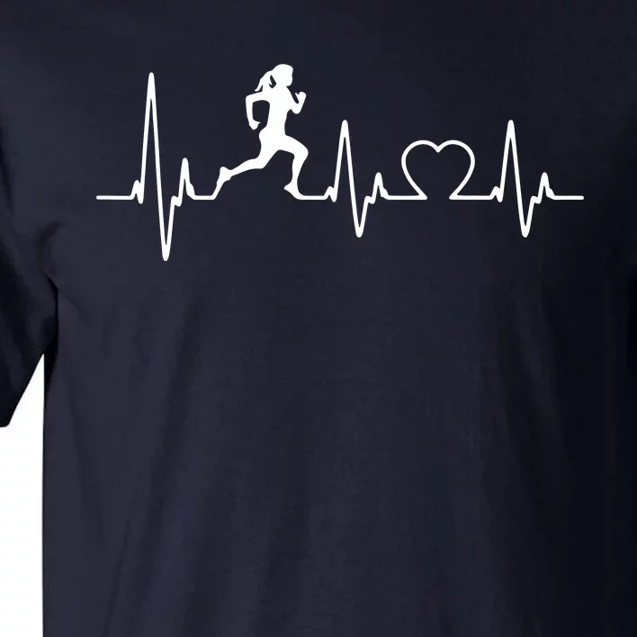 Running Girl Heartbeat 5k Marathon Female Athlete Runner Tall T-Shirt