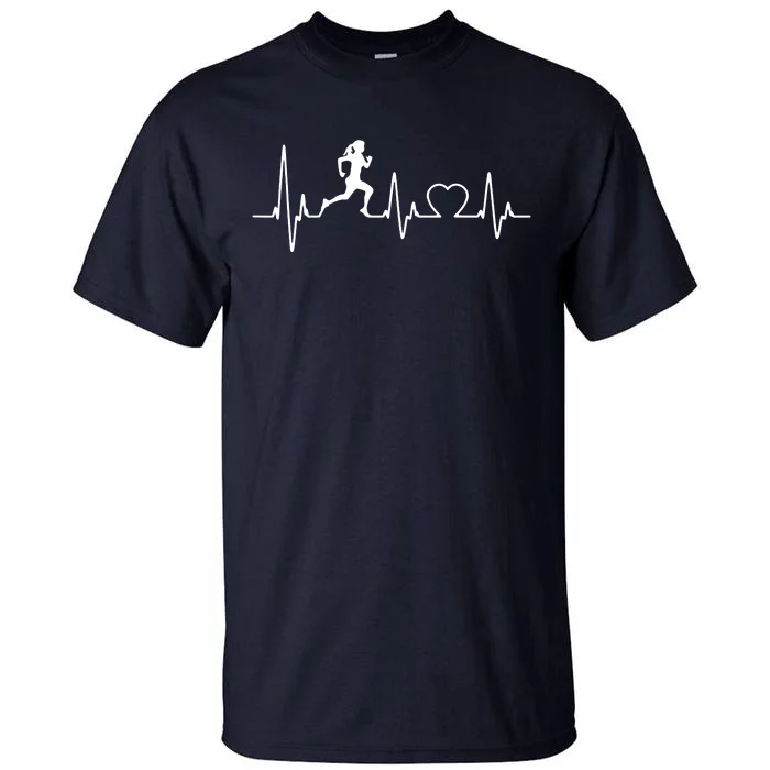 Running Girl Heartbeat 5k Marathon Female Athlete Runner Tall T-Shirt