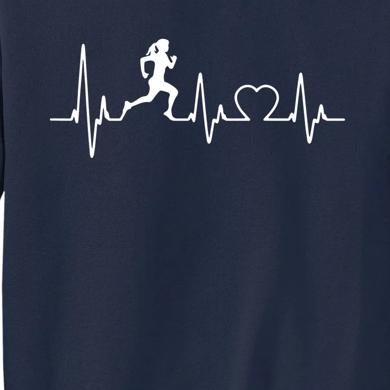 Running Girl Heartbeat 5k Marathon Female Athlete Runner Tall Sweatshirt