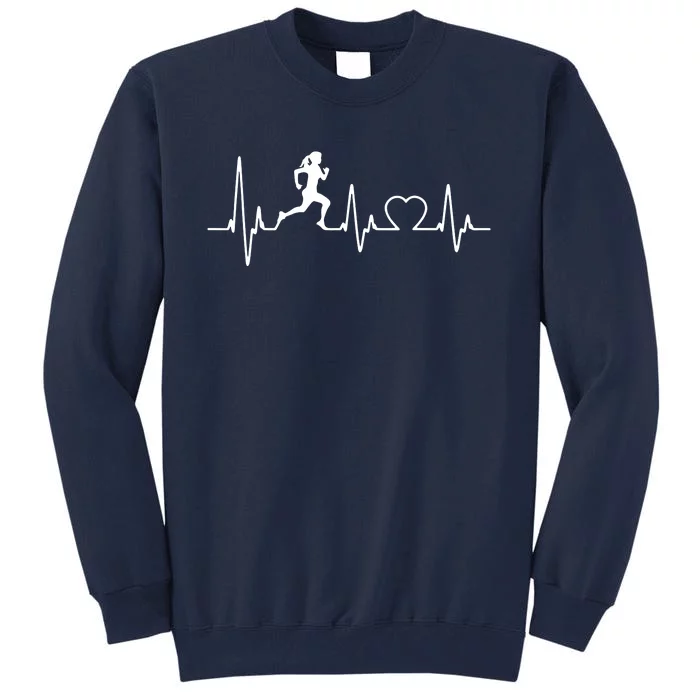 Running Girl Heartbeat 5k Marathon Female Athlete Runner Tall Sweatshirt