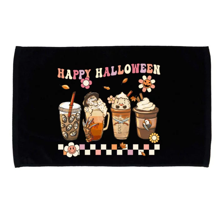 Retro Groovy Horror Fall Movie Coffee Hippie Halloween Witch Gift Microfiber Hand Towel