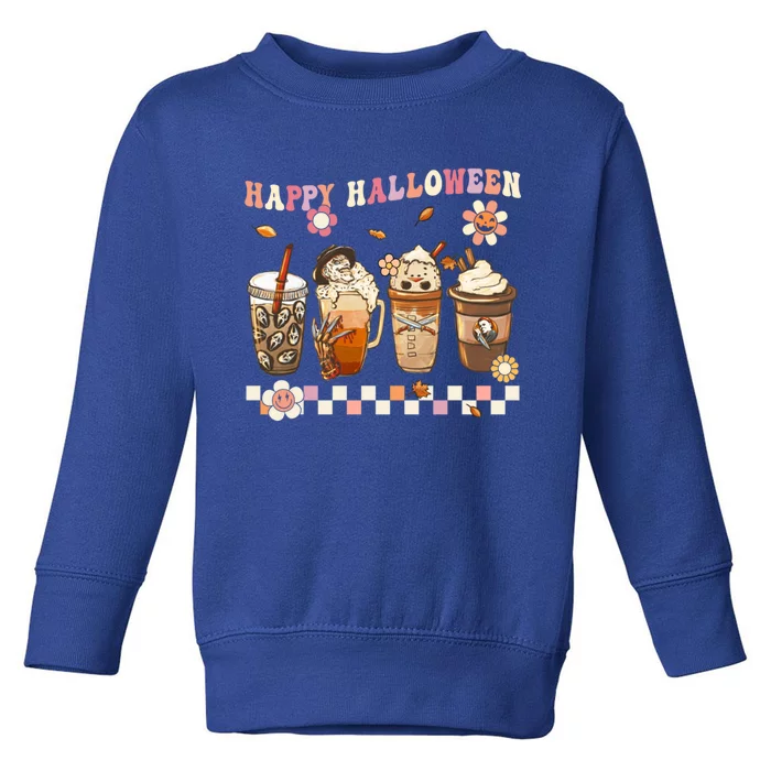 Retro Groovy Horror Fall Movie Coffee Hippie Halloween Witch Gift Toddler Sweatshirt