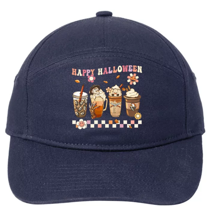 Retro Groovy Horror Fall Movie Coffee Hippie Halloween Witch Gift 7-Panel Snapback Hat